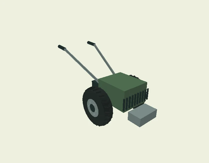 Original illustrative 3D model of Two-wheel tractor